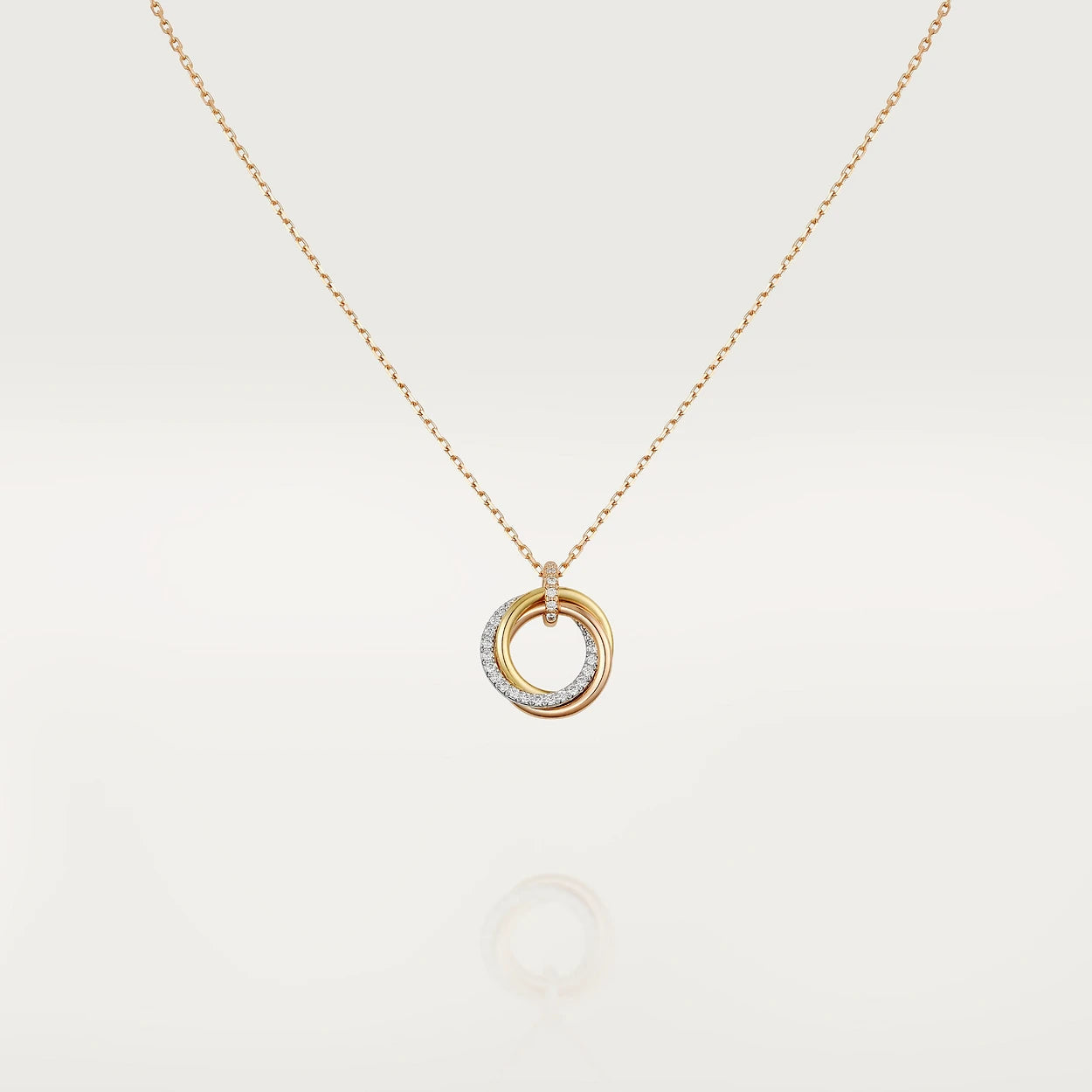 ??MIRA?¡¥TRINITY NECKLACE SILVER GOLD PINK GOLD DIAMONDS