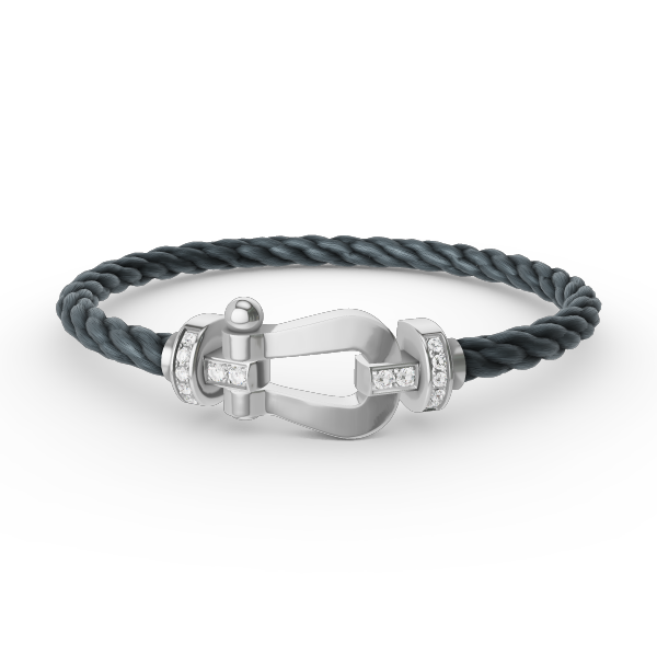 ??MIRA?¡¥FORCE LARGE HORSESHOE HALF DIAMOND BRACELET SILVER